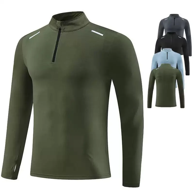 

Men's Long-Sleeved T-Shirt Quick-Dry Running Fitness Stand-Up Collar Sweatshirt Breathable Comfortable Base Layer Outdoor Top
