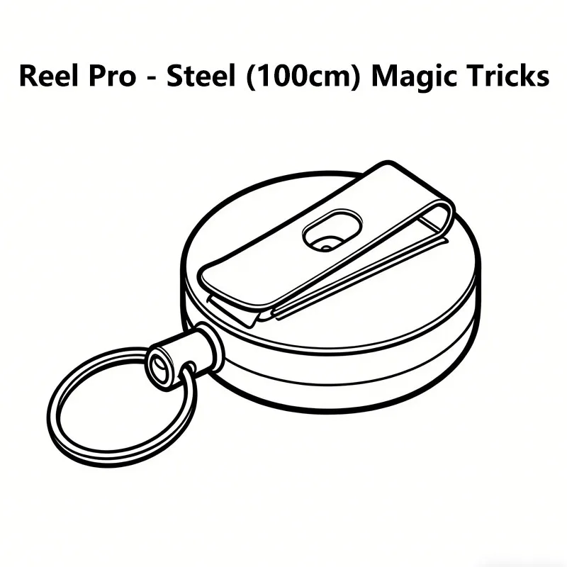 Reel Pro - Acero (100cm) Trucos de Magia, Magia de Desaparición, Magia de Cerca, Magia Callejera, Accesorios y Accesorios de Trucos, Accesorios de Desaparición