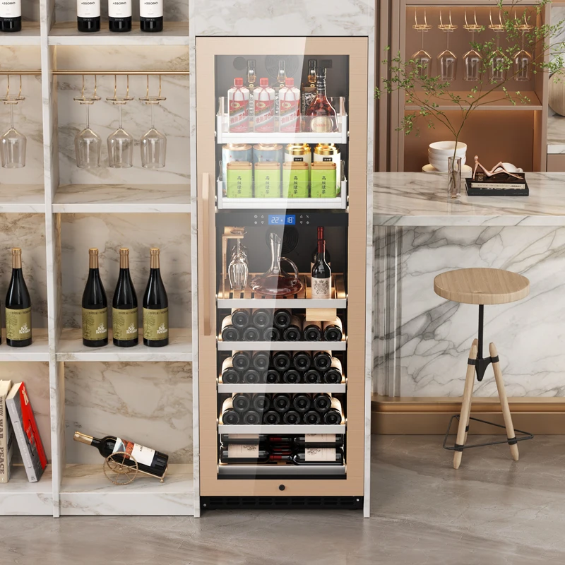 반대쪽 문에 내장된 가정용 아이스 바 차 사케 냉동고