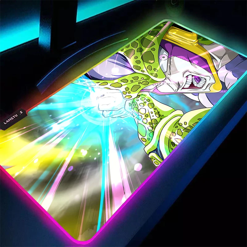 LED Mouse Pad DBZ Dragon Ball Cell Notbook XXL Gamer Keyboard Pad NonSlip Rubber Computer Carpet Desk Mat Cabinet RGB MousePad