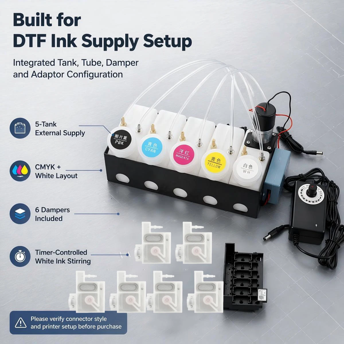 EcoTank L18050 L8050 L8180 L18100 XP600 DTF Printer CISS Modify Kit Ink Damper + Printhead Manifold Accessory