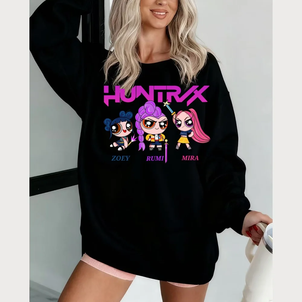 K-pop men's and women's fashion cartoon trend pullover hoodie witch hunting women's group sweater retro cool street top