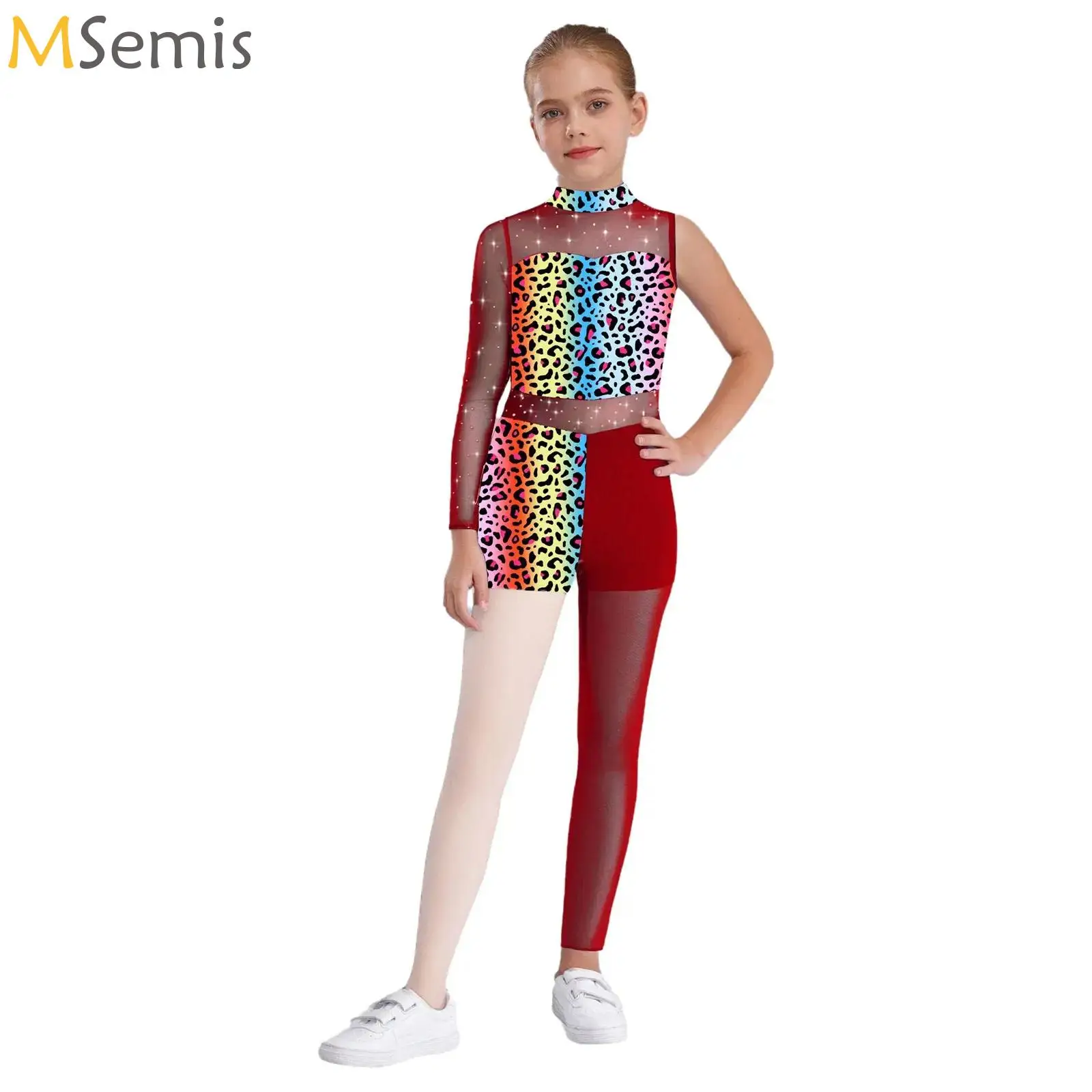 Justaucorps de danse de Ballet pour enfants filles, body complet avec strass, maillot de gymnastique, Costumes de patinage artistique sur glace, combinaison