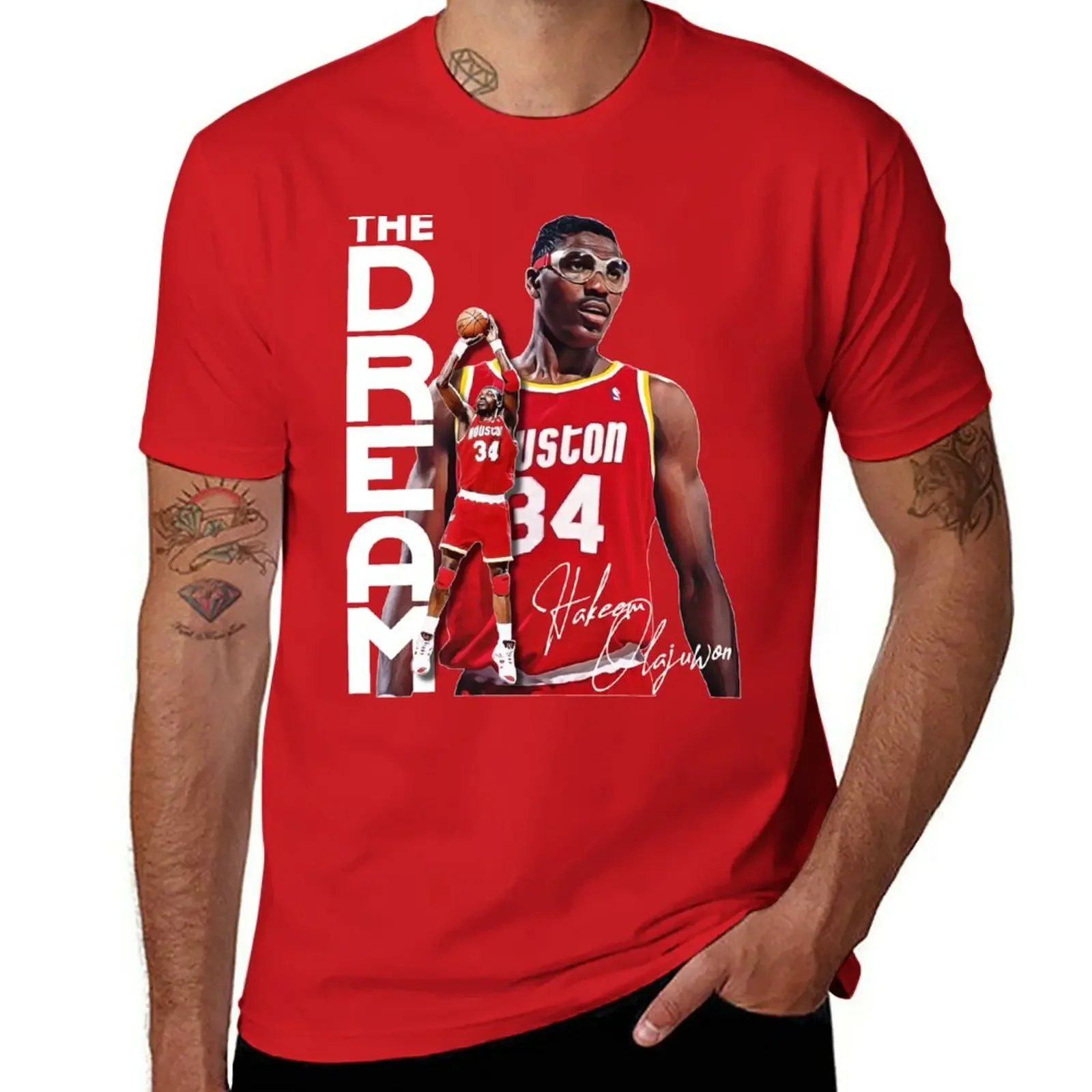 Camiseta de Hakeem 'The Dream' Olajuwon Tribute para hombre, camisa negra, ropa vintage, camisetas gráficas de anime, nueva