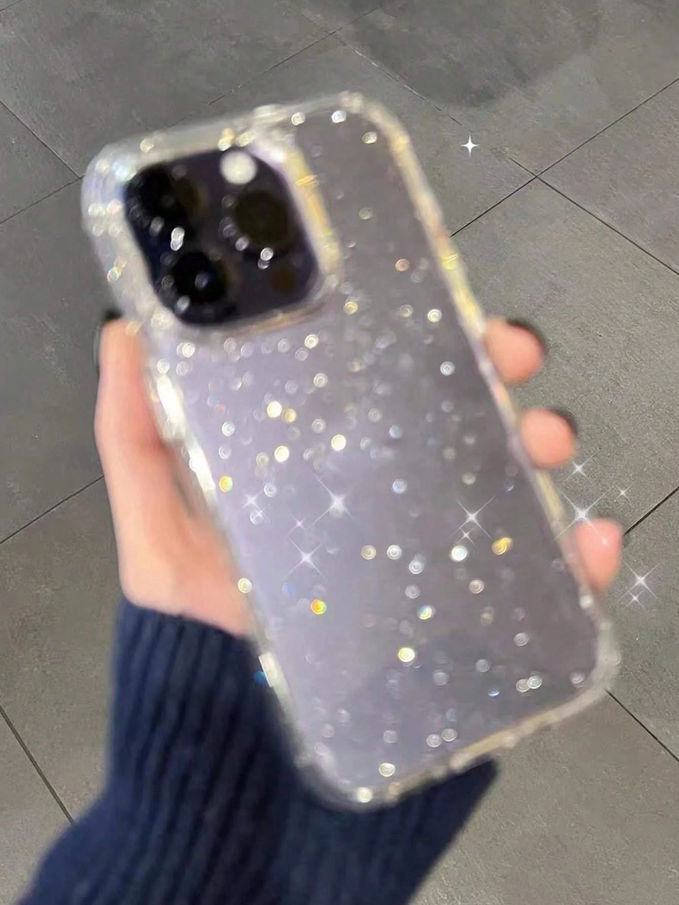 1.5mm Dikke Sparkly Glitter Clear Telefoon Case Voor iPhone 16 15 14 Plus 13 12 11 17 Pro Max Case voor Draadloze Lading Cover