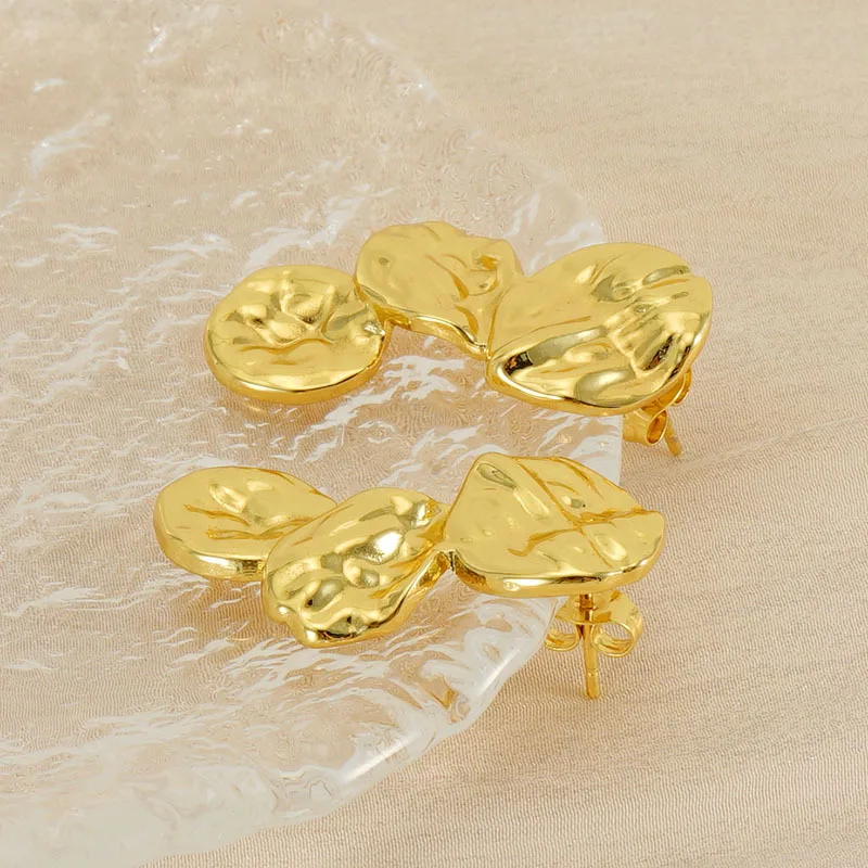 أقراط أذن بتصميم ريترو من الذهب عيار 18 قيراط من الفولاذ المقاوم للصدأ مجوهرات بسيطة وعصرية للسيدات