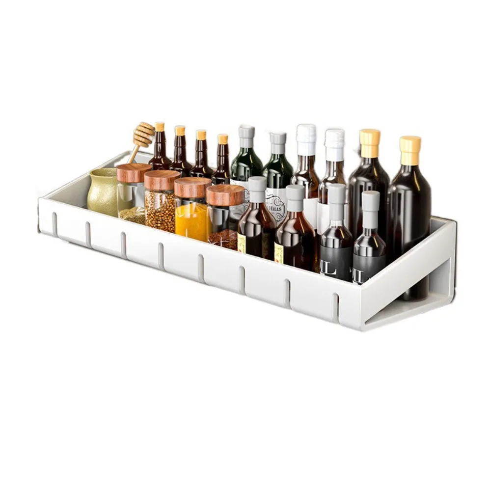 

Carbon Steel Spice Storage Rack Wall Mounted Large Capacity Condiment Rack Space Saving Detachable Toilet Shampoo Holder