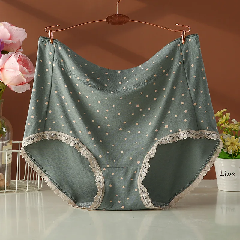 Plus size Modal Polka dot Panties Lightweight High-Rised Briefs Soft Breathable Underpants Women's comfort underwear for 100kg
