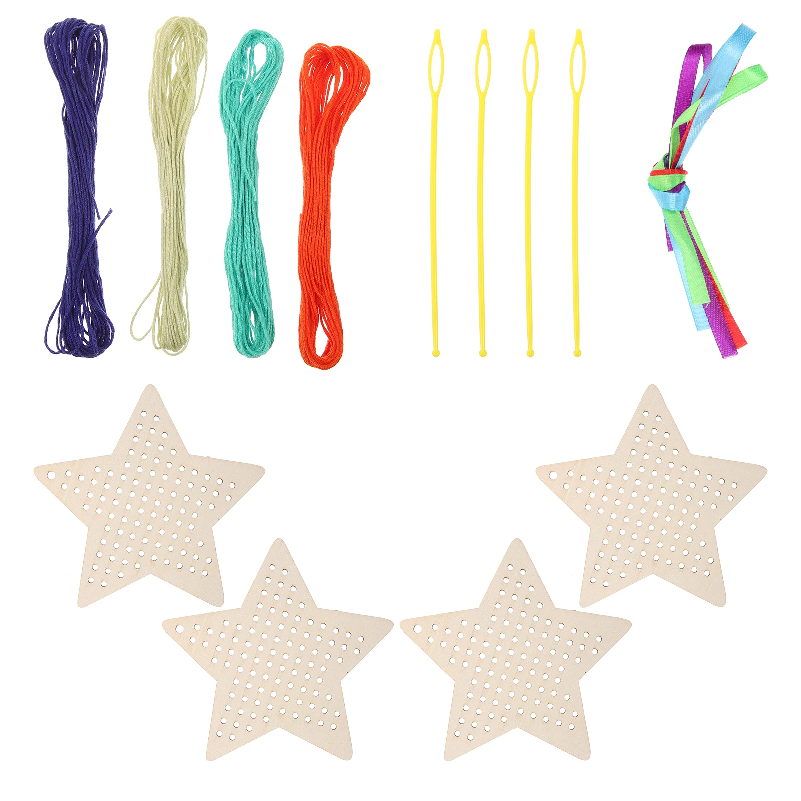 

4 Sets Wooden Bookmark Kit Hollow Out DIY Handmade Cross Stitch Portable Reading Ornaments Unfinished Embroidery Pendents Gifts