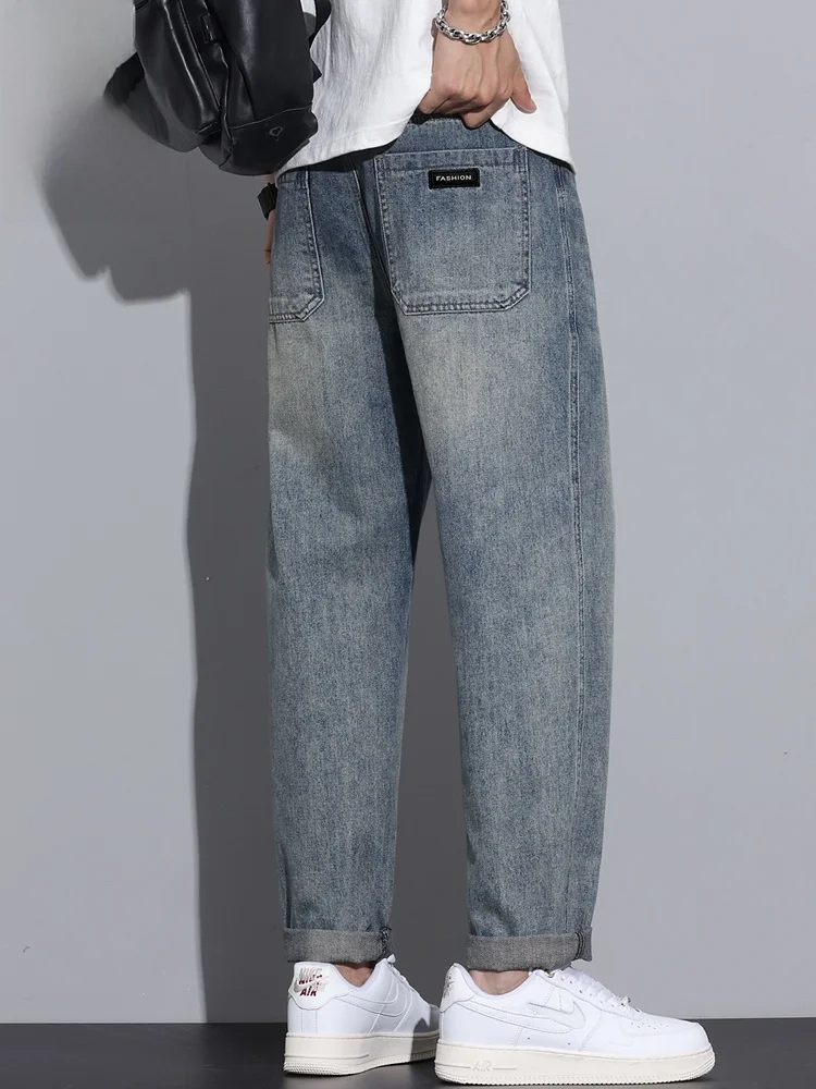 

Men's Waed Jeans American Sle Loose Straight Leg Casual Long Trousers Spring Trend Brand Youth Cotton Polyester