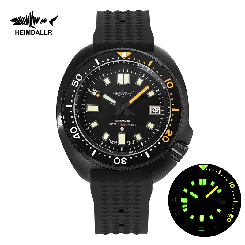 

Heimdallr Men's watches 44mm PVD 6105 Turtle Diver Watch Japan NH35 Movement Automatic 200M Waterproof Ceramic Bezel Wristwatch