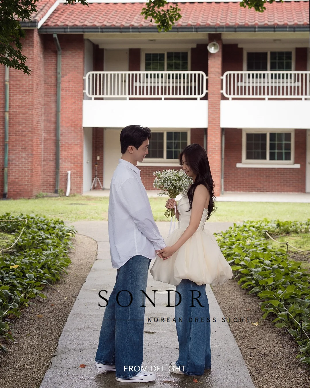 فساتين زفاف كورية صغيرة من Sondr Champagne مع لؤلؤ مخصصة مشد خلفي للحفلات فساتين زفاف للتصوير الفوتوغرافي