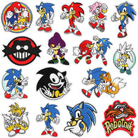16pcs Sonic 3D DIY Patch Cloth Cartoon Clothes Stickers Sew on Embroidery Patches Applique Iron on Clothing Pants Decor Sewing