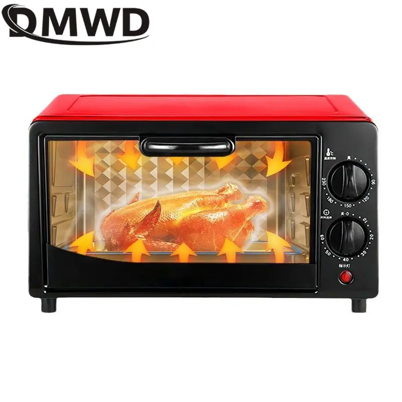 DMWD 12L فرن كهربائي منزلي متعدد الوظائف كعكة البيتزا الحلويات الكوكيز آلة الخبز صانع الإفطار أدوات الشواء 220 فولت