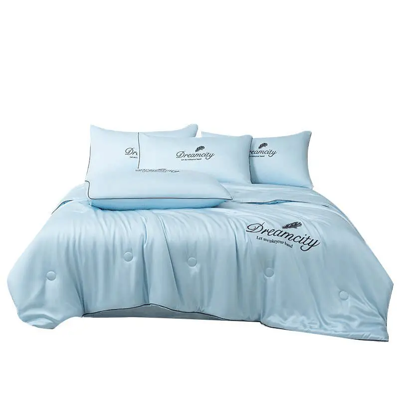 New Class A cool feeling ice silk summer cool quilt four-piece machine washable summer air conditioner quilt thin quilt