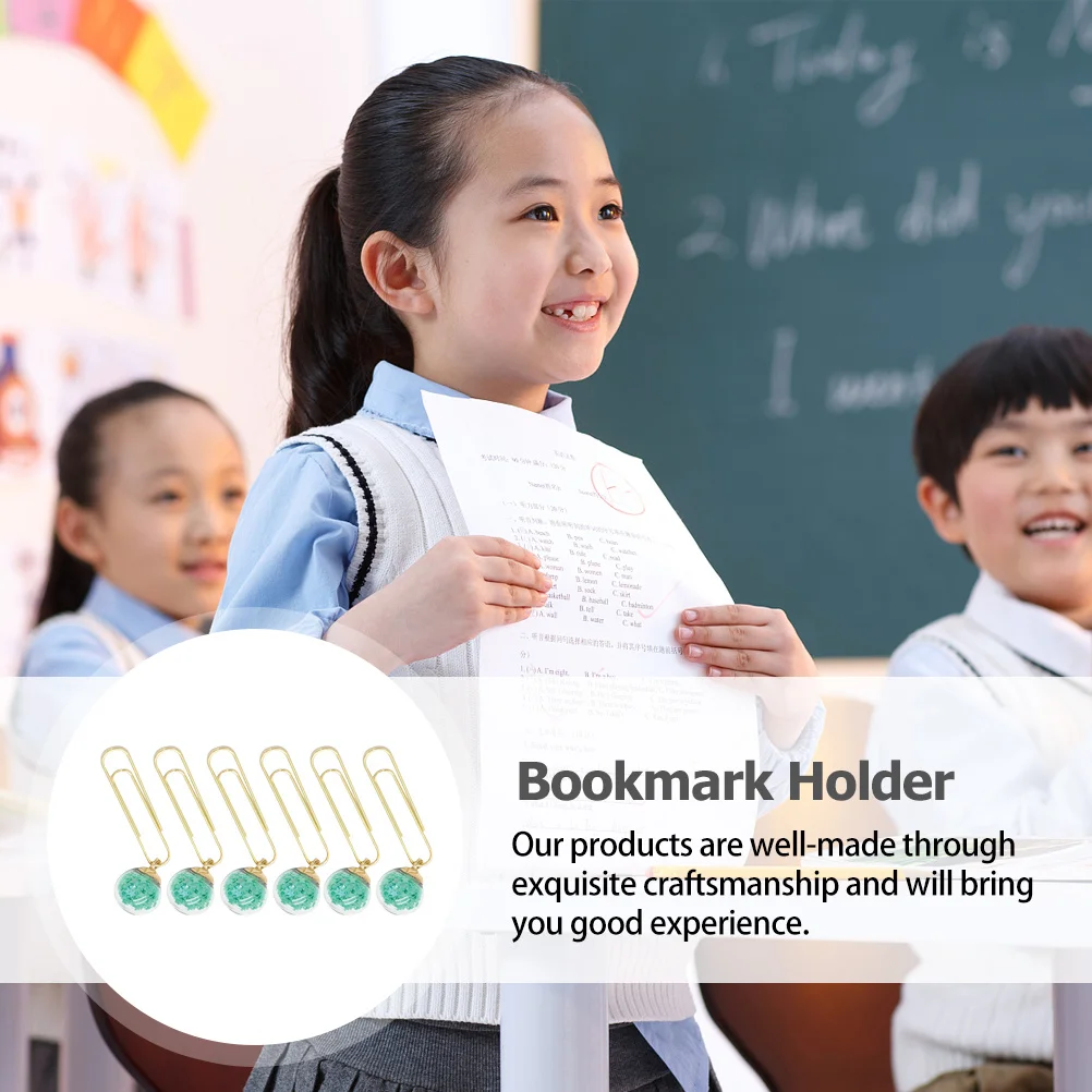 

6Pcs Bookmark Holder Page Markers Quicksand Crystal Ball Clips for Books Documents Notes Office Supplies Students Stationery