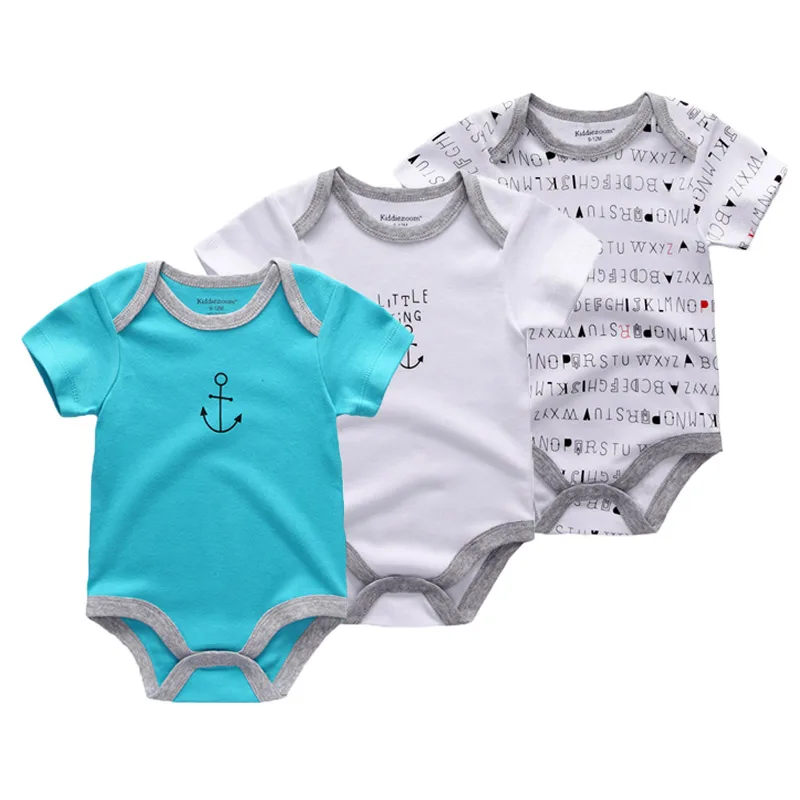 3Pieces Unisex New Born Bodysuits Set Cotton Baby Clothes  0-12M Short Sleeve Bebes