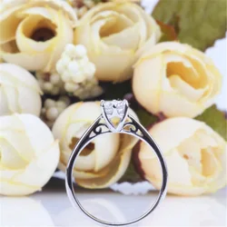 Buyee 925 Sterling Silver Female Wedding Ring White Zircon Classic Ring Finger for Women Fashion Party Fine Jewelry Circle Gift