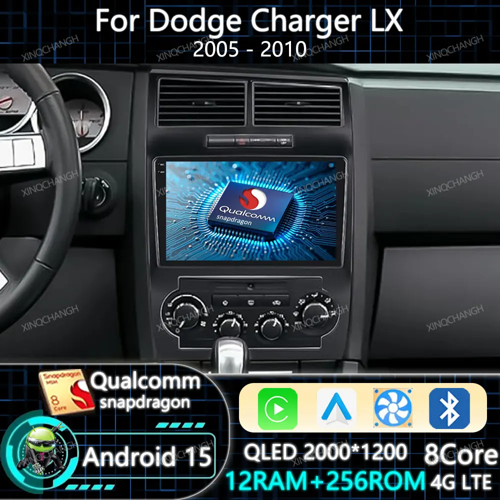 Android 15 Radio de coche Carplay Auto para Dodge Charger LX 2005 - 2010 para Dodge Magnum 2 2003 - 2007 unidad principal GPS Qualcomm 4G WIFI