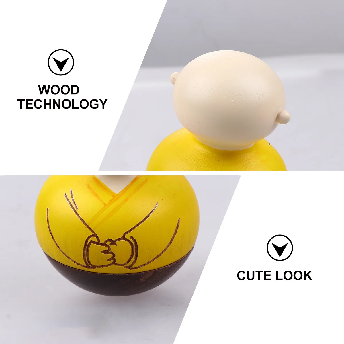 

1pc Unwavering Monk Grey Eye Open Creative Wooden Tumbler Handcraft Desktop Ornament Home Decor Table Decoration Gift Wooden