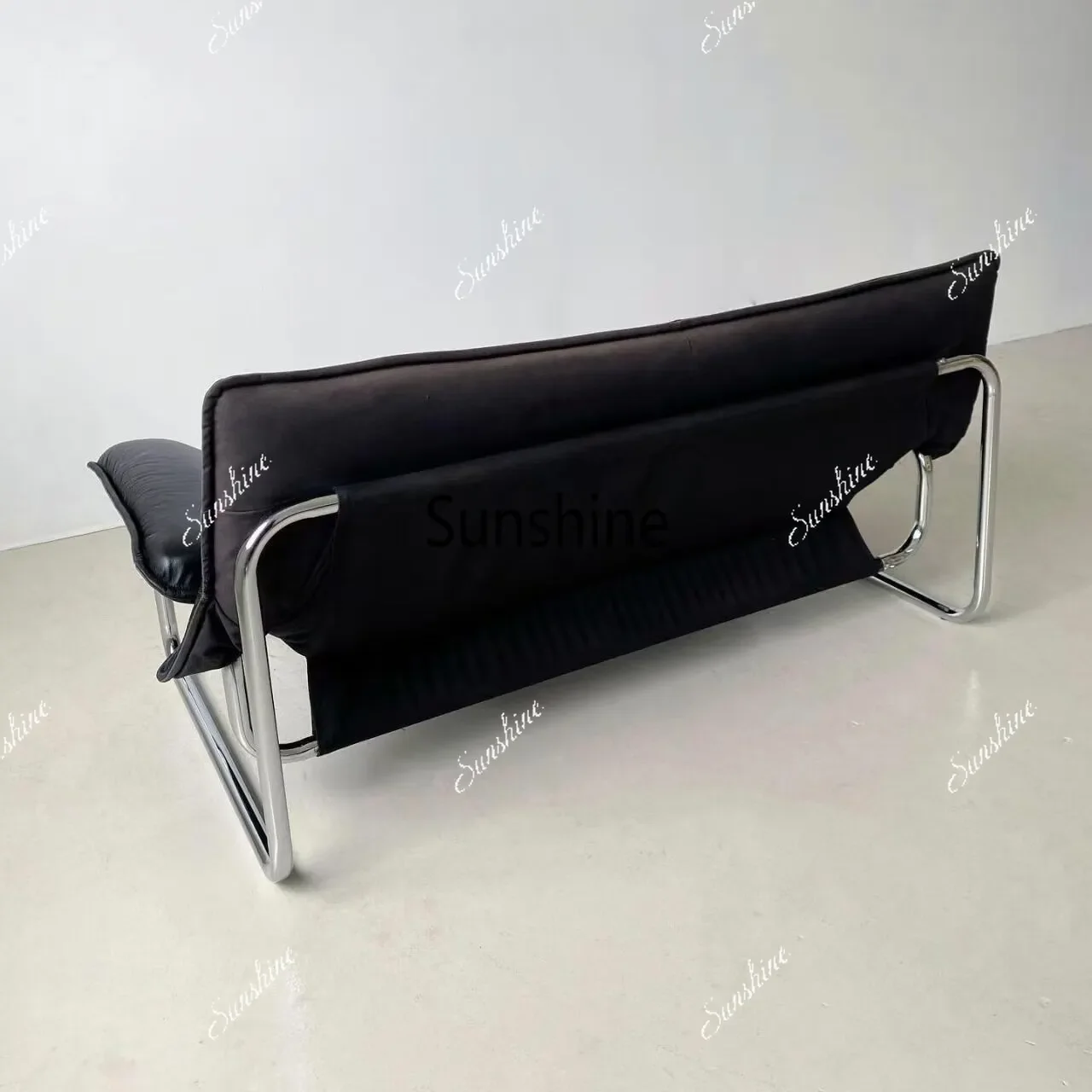 

Medieval style black double sofa chair minimalist light luxury style living room casualY