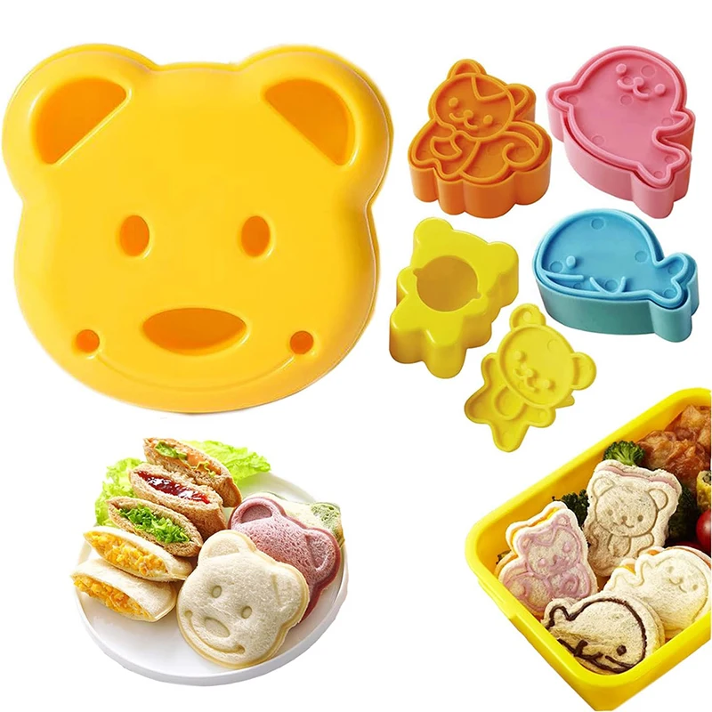 

4/5Pcs Rice Ball Cookie, Small Animal Mini Sandwich Mold, Children's Cookie Mold Set PP Plastic Material Baking Accessories
