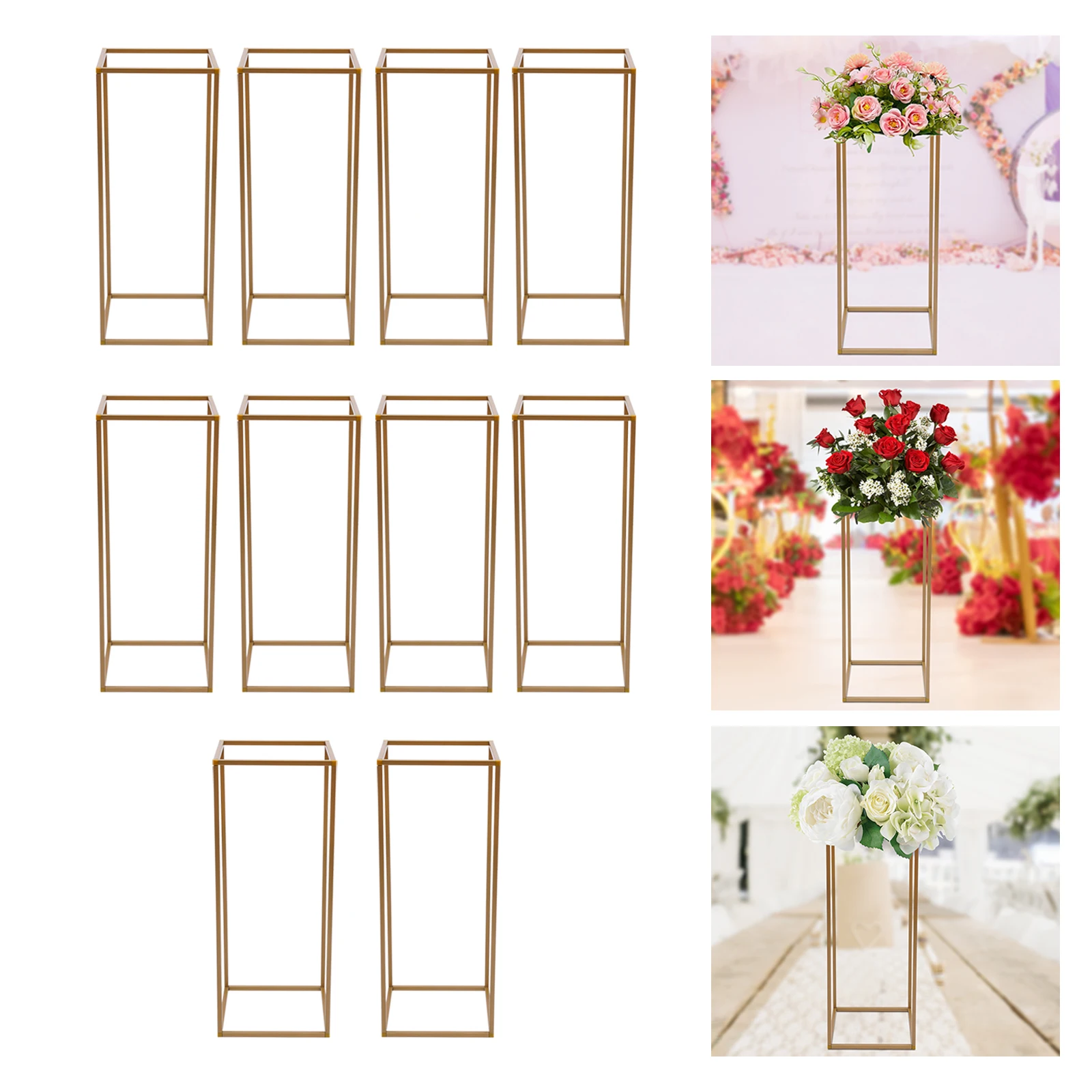 4/10PACK Gold Metal Wedding Flower Stand Floor Vases Flowers Column Stand Road Lead Rack for Wedding Party Event Anniversary