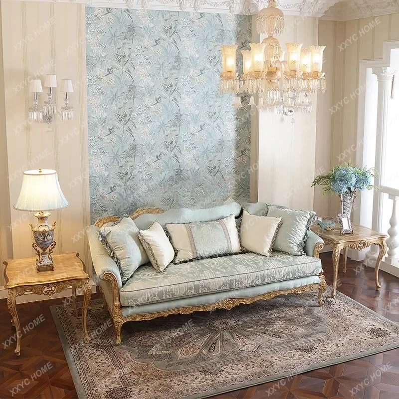 

A court luxury fabric sofa solid wood sofa combination