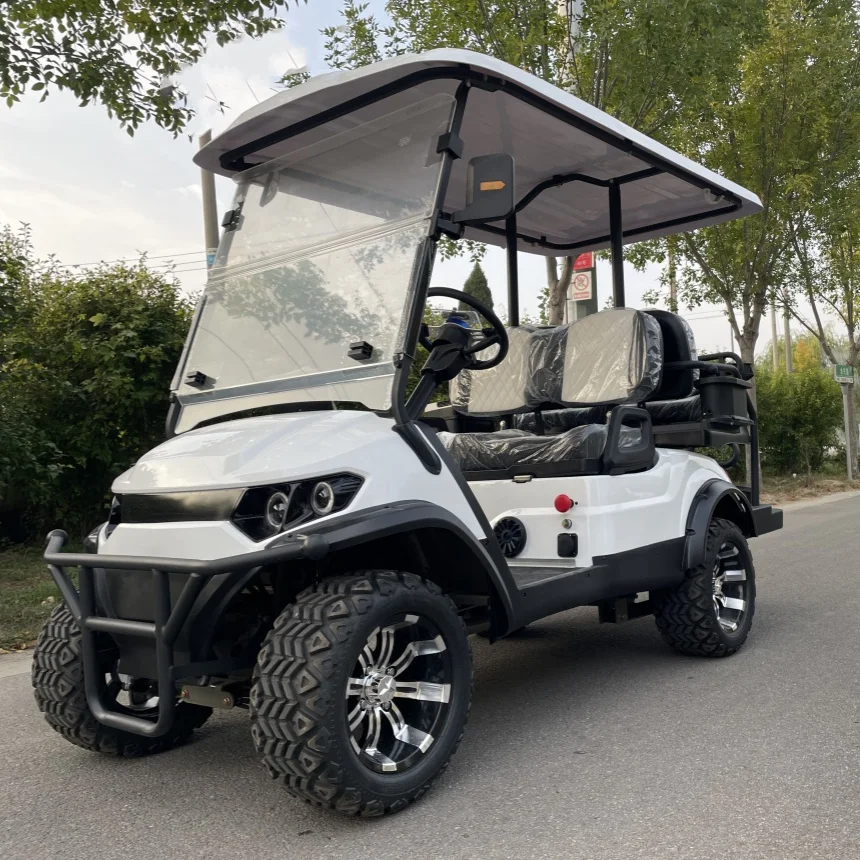 

Высококачественный электрический гольф-кар с большим запасом хода, 4-колесный электроскутер с креплениями для гольф-сумки, корзиной и устройством для мытья мячей