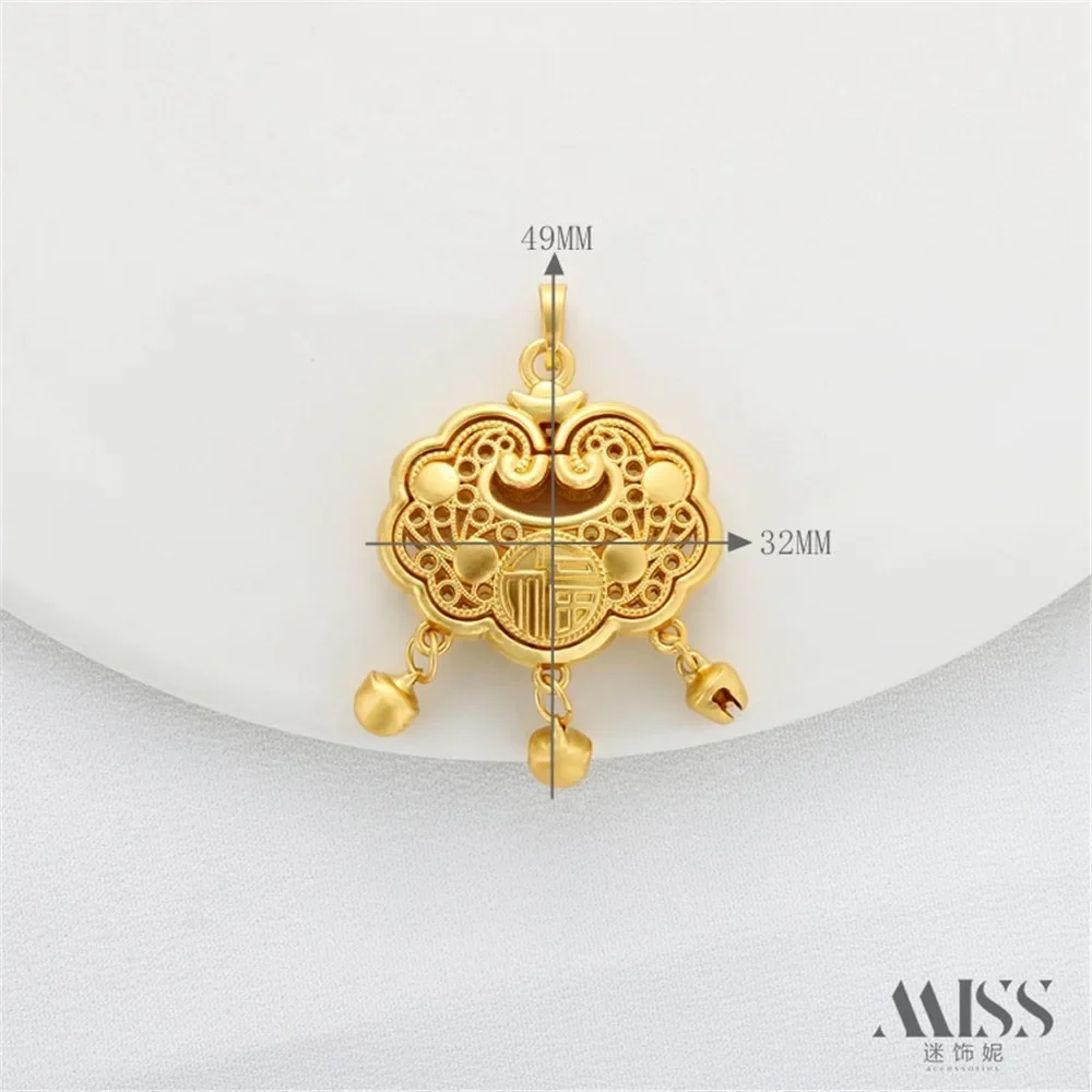 18 Karat Gold Matte Gold Sand Gold Ruyi Lock Fortune Pendant Diy Handmade Sweater Chain Necklace Hanging Jewelry Accessories