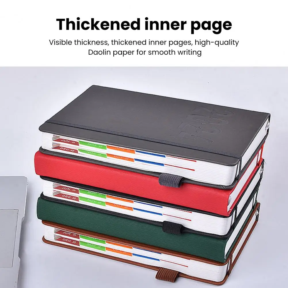 to December Planner Thick Paper Planner 2024 Planner Faux Leather Hardcover Colorful Monthly Index Elegant Journal Student