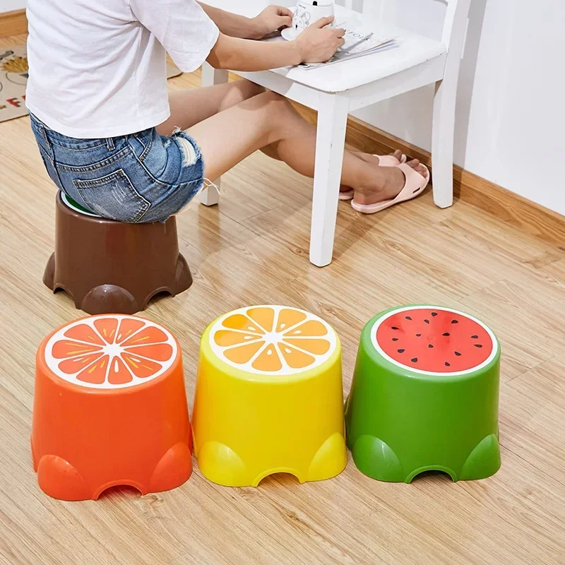 Aoliviya Plastic Stool Fruit Children's Cute Plastic round Stool Bathroom Bench Cartoon Low Stool Creative Padded Chair