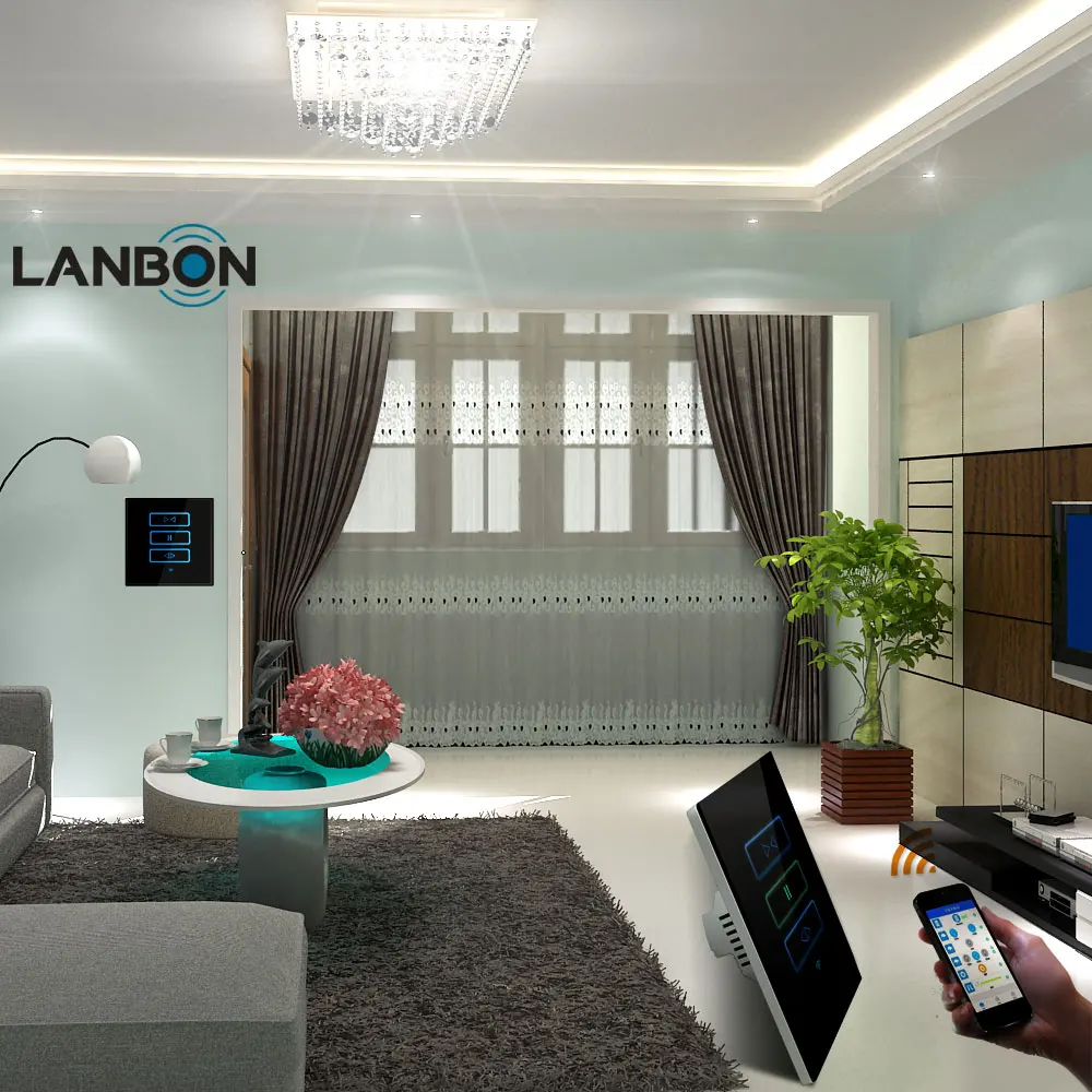 Lanbon Curtain Wall Switch Electrical Smart Home Wifi Remote Control Roller Shutter Alexa google Home Touch Switch