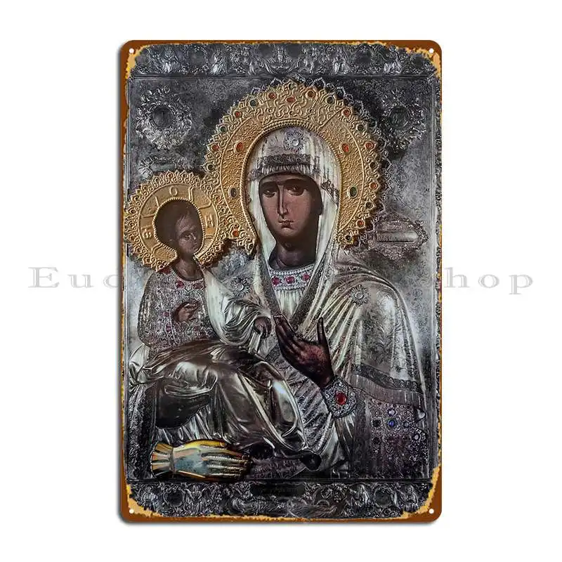 Church Icon Of Mother Of God Mary And Child Jesus Christ Metal Signs Wall Decor Custom Poster Party Garage Tin Sign Poster