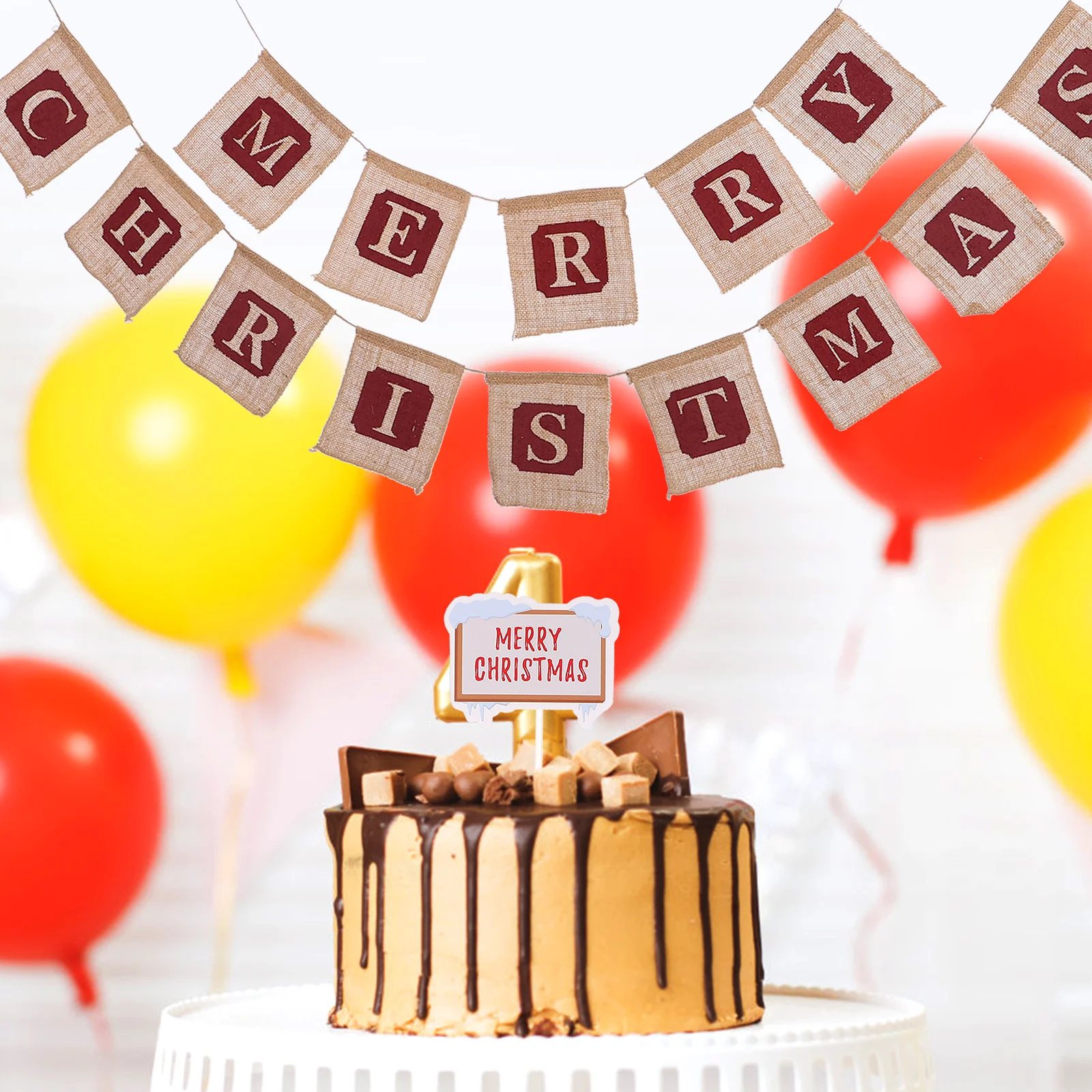 

Christmas Party Banner Burlap Hanging Bunting Xmas Decorative Garland Xmas Tree Banner Christmas Decorations Decorative Bunting