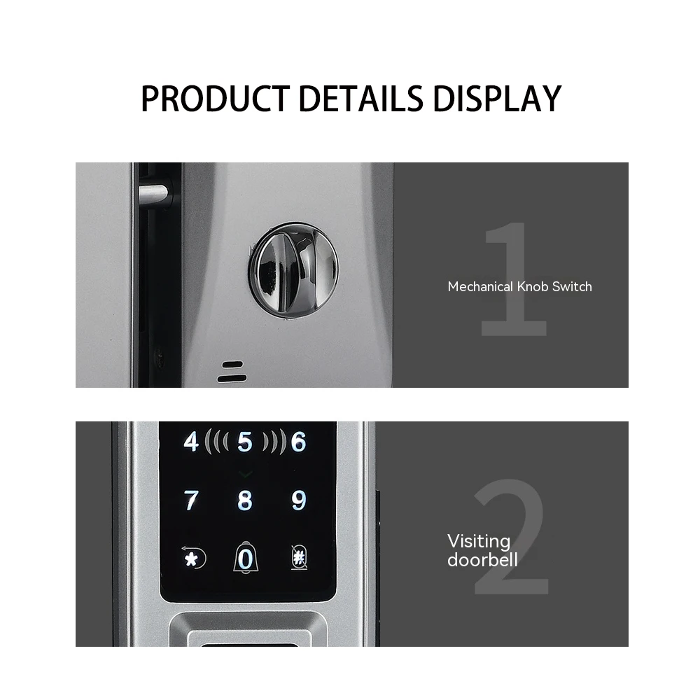 DuoDt Door Lock App Glass Fingerprint Bluetooth Smart Glasses Electronic Biometric Door Lock 13.56Mhz RFID Remote Control Unlock