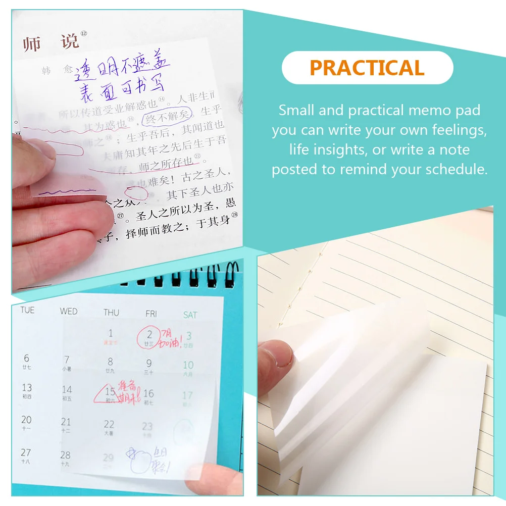 

Transparent Memo Stickers Adhesive Notes Message Leaving Notes Office Household Pocket Memo Pads Removable