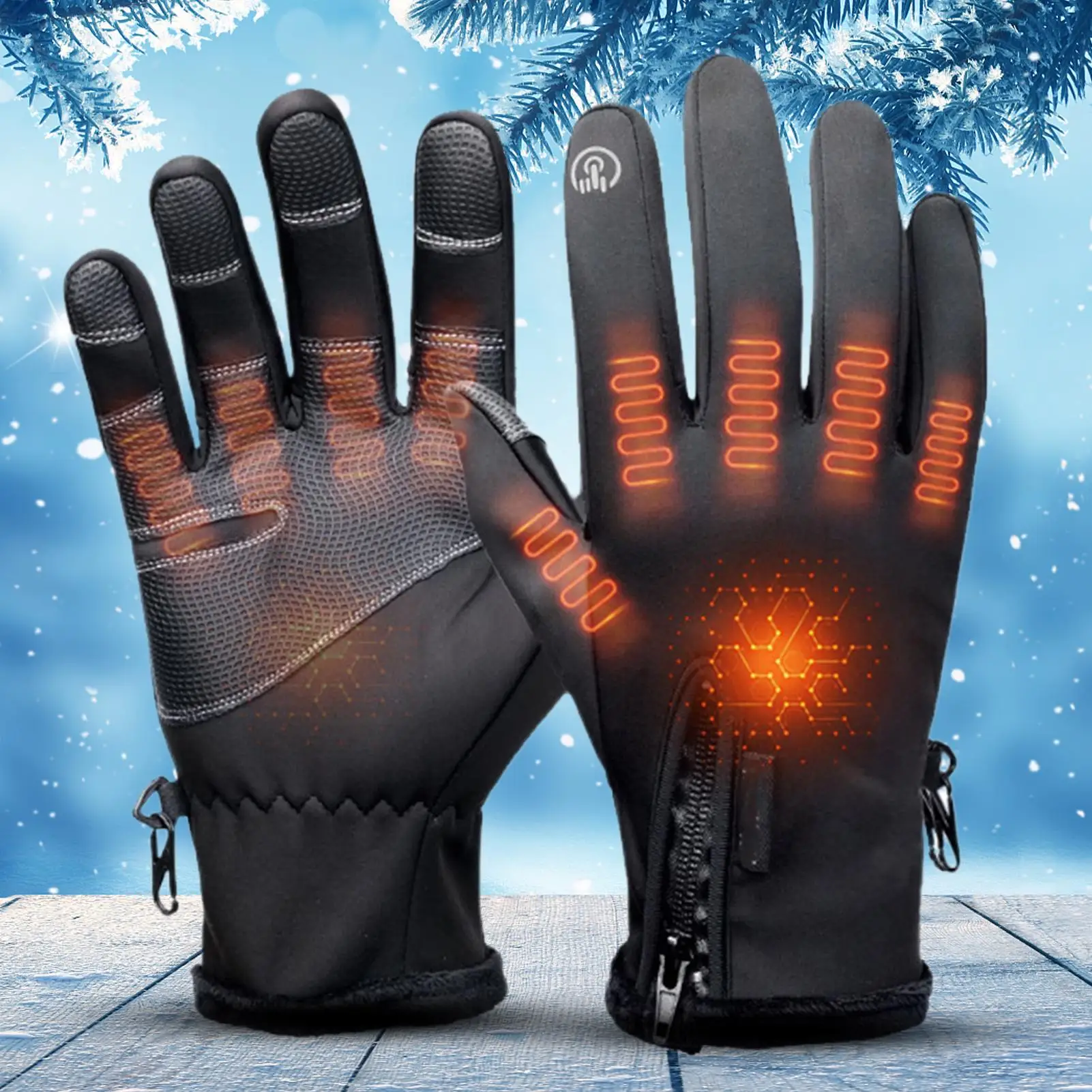 

USB Heated Gloves 3 Modes Adjustable Breathable Hand Warmer Full Finger Electric Work Skiing Outdoor Hiking Camping Cycling