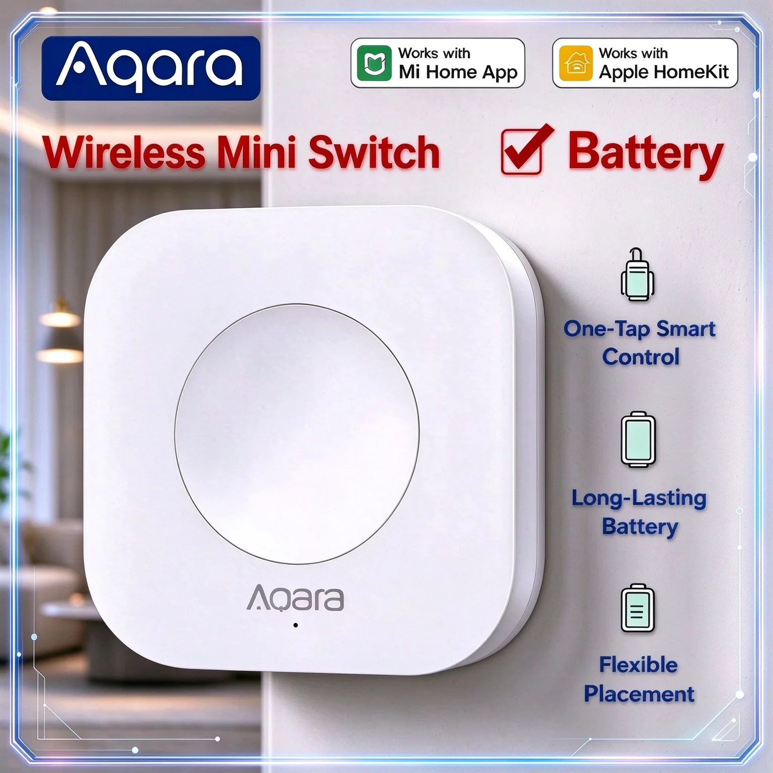 Aqara Wireless Mini Switch Zigbee Smart Button Remote One Key Control Smart Home Security Works With Mi Home Apple HomeKit