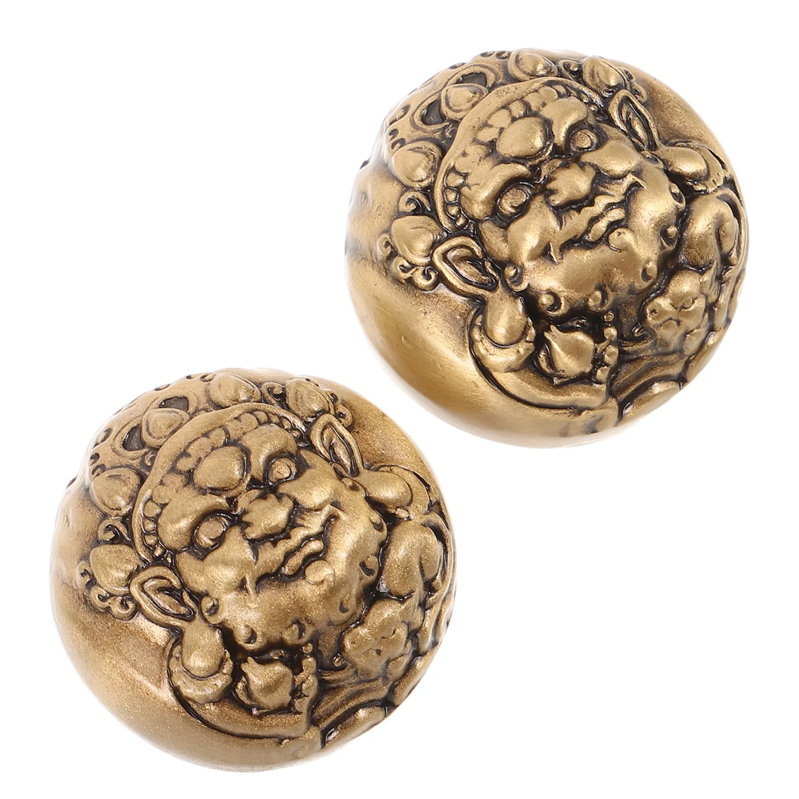 1Pair Brass Hand Exercise Massage Balls Traditional Chinese Pattern Grip Strengthener for Elderly Hand Muscle Trainer and