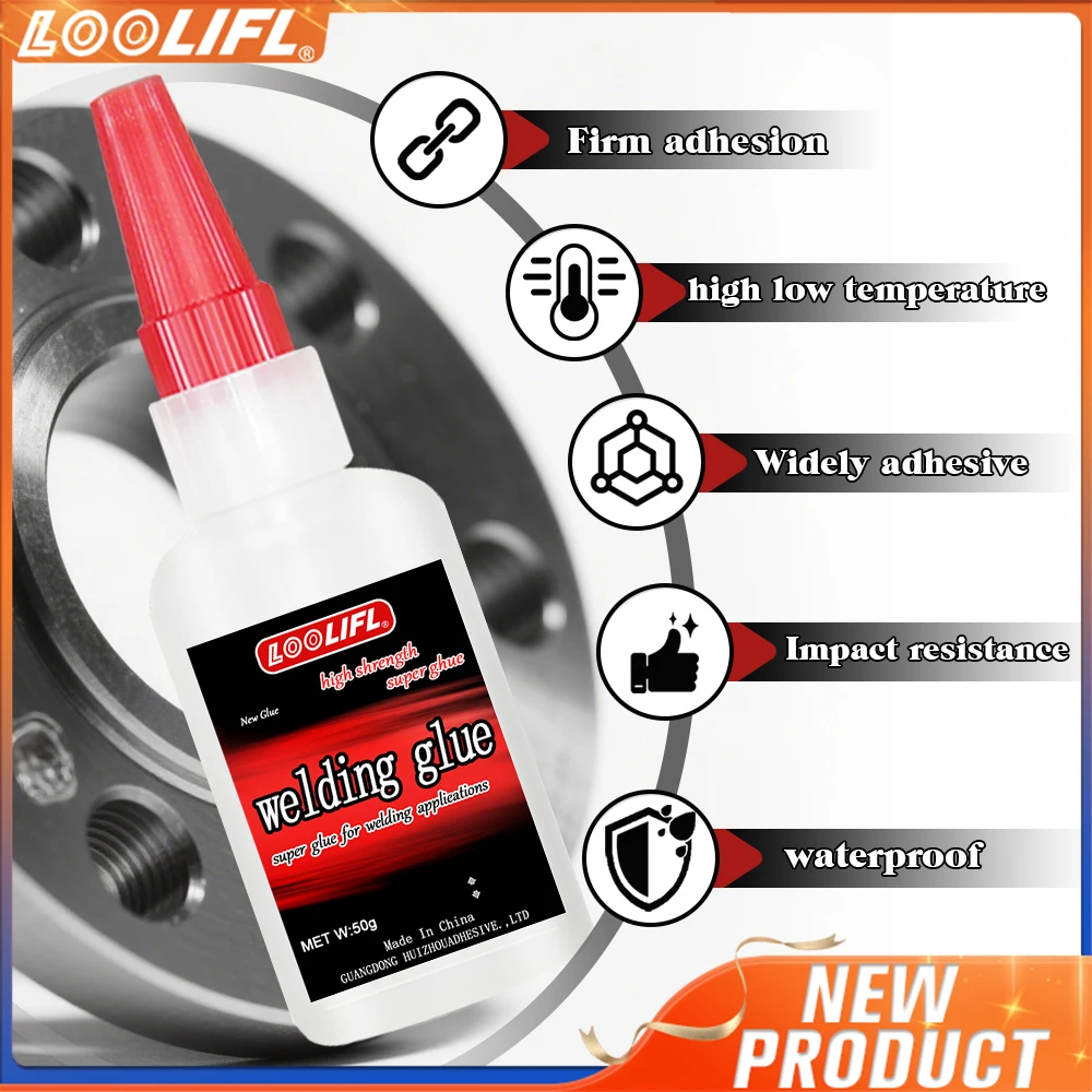 LOOLIFL 50g Cola à base de óleo de alta resistência para soldadura - Adesivo de soldadura à base de óleo para metais, para todos os tipos de adesivos instantâneos de metal com superfícies insensíveis, incluindo dispens