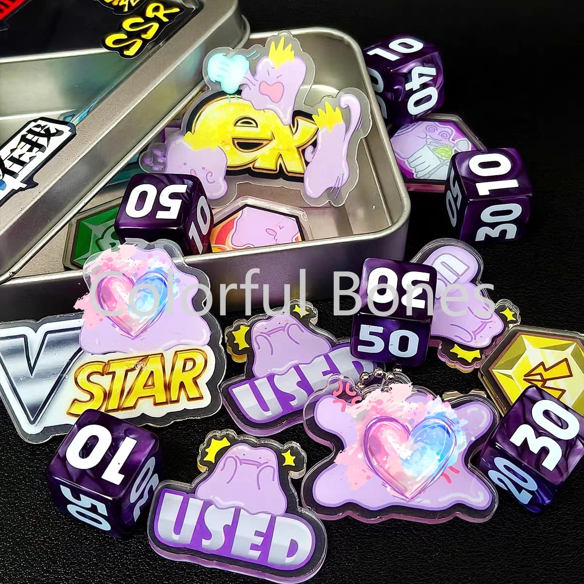 ポケモン-ptcg-ダメージインジケーターセット-ディットテーマダイス-vstar-マーカー-ex-ボードゲームアクセサリー-ポケモンプレイヤーとファン向け