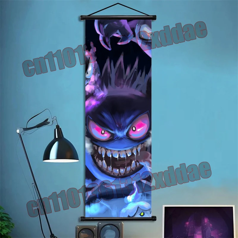 애니메이션 포켓몬, Gengar, 포스터 스크롤 드로잉 인쇄 아트 화이트 캔버스 홈 거실 배경 벽 장식 그림