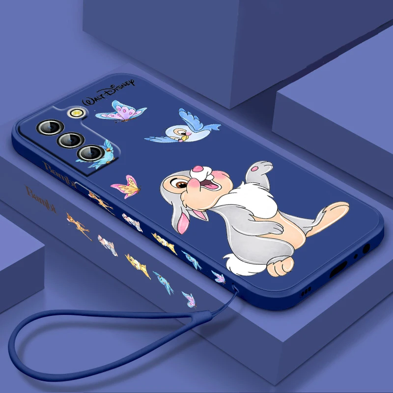 Bambi Anime Cute Phone Case For Samsung Galaxy S24 S23 S22 S21 S20 S10 S9 Ultra Plus Pro FE Liquid Left Rope Phone Case Coque