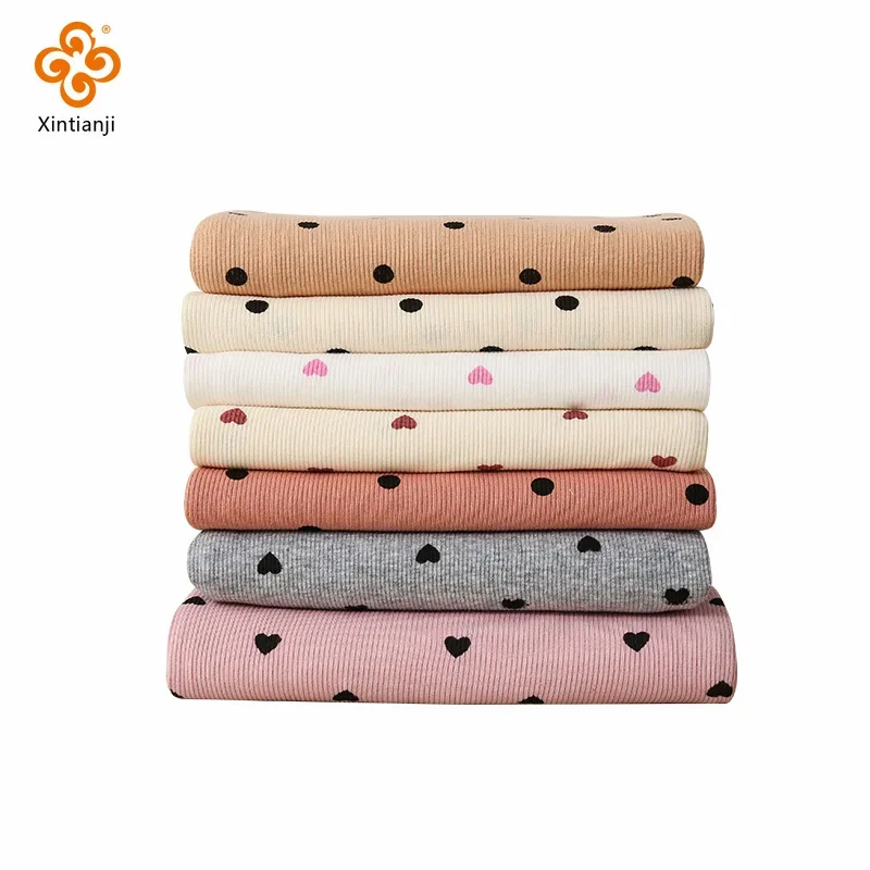 Summer Fashion Stretchy Dot Rib Printed Cotton Sewing Knit Fabric By Half Yards Dress,T-shirt Jersey Material 45*135cm YHTJ0050