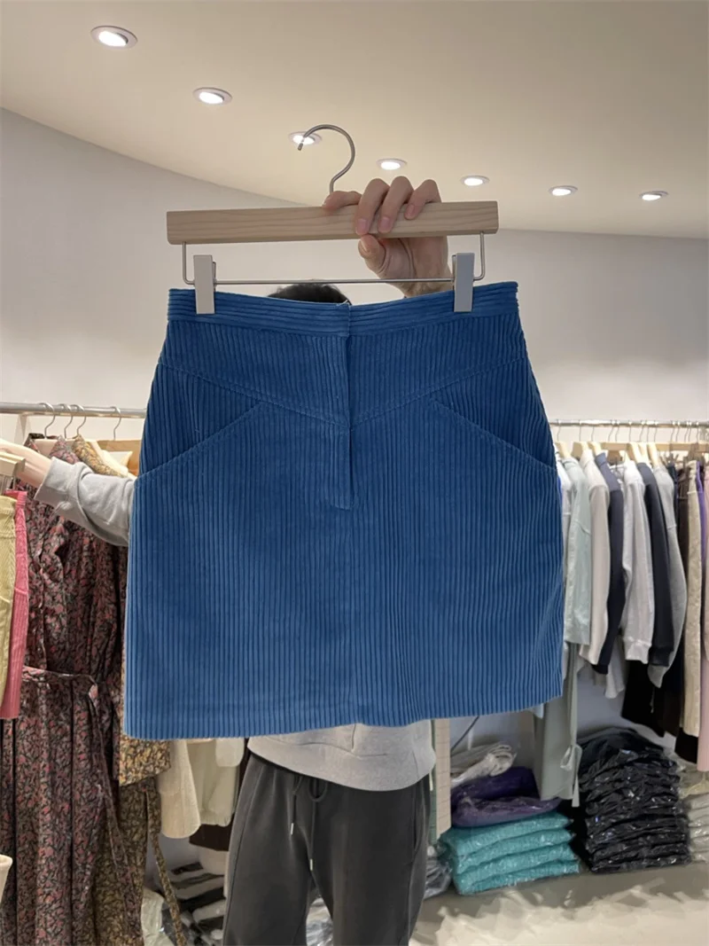 

Dongdaemun Spring Collection Casual Slim A-Line Corduroy Skirt High Waist Pink Women's Skirt Half-length Spring Fashion