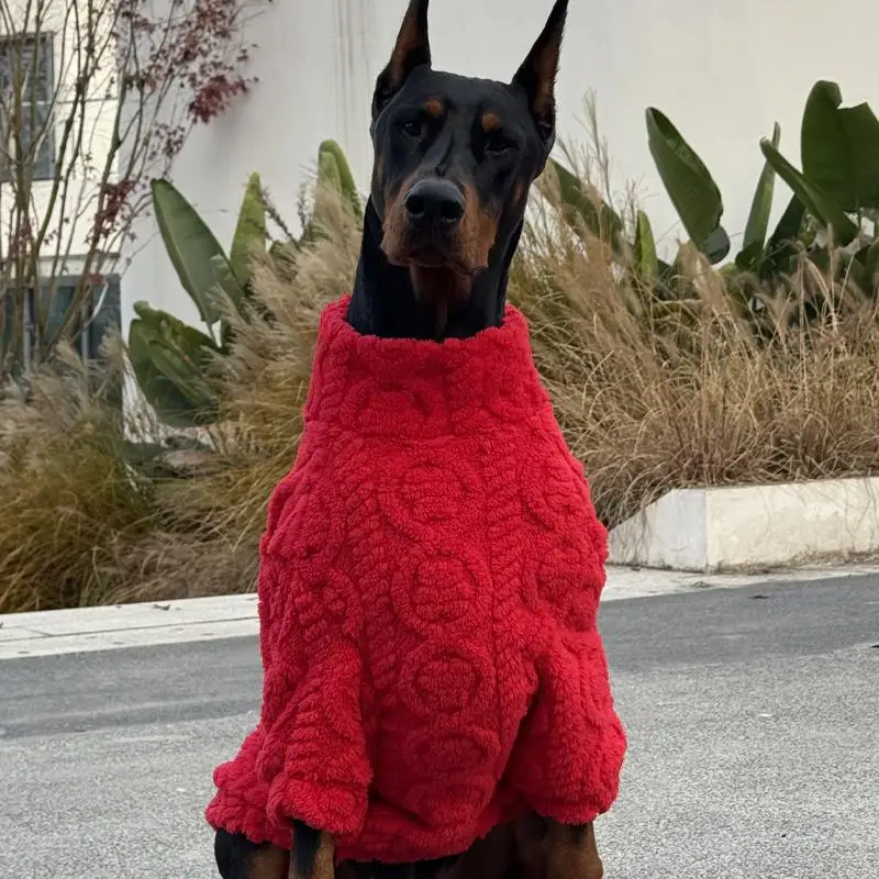 Neujahrsroter Pullover für Medien, große Hunde, warme gestrickte Hundekleidung, Dobermann-Mäntel für Medien, große Hunde, ropa para perro – Detail 3