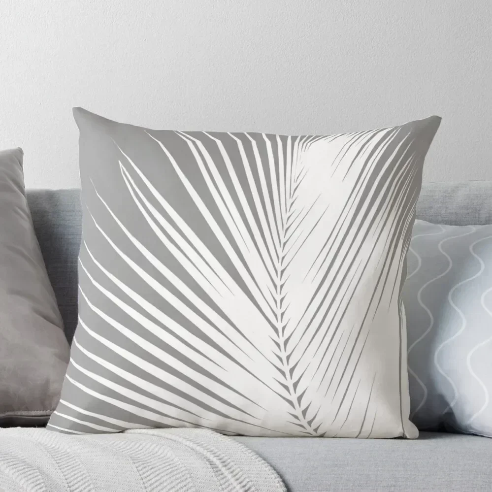 

Palm Leaf, Grey / Gray and White Throw Pillow Cushions Home Decor Anime Cushion Cover For Sofa pillow