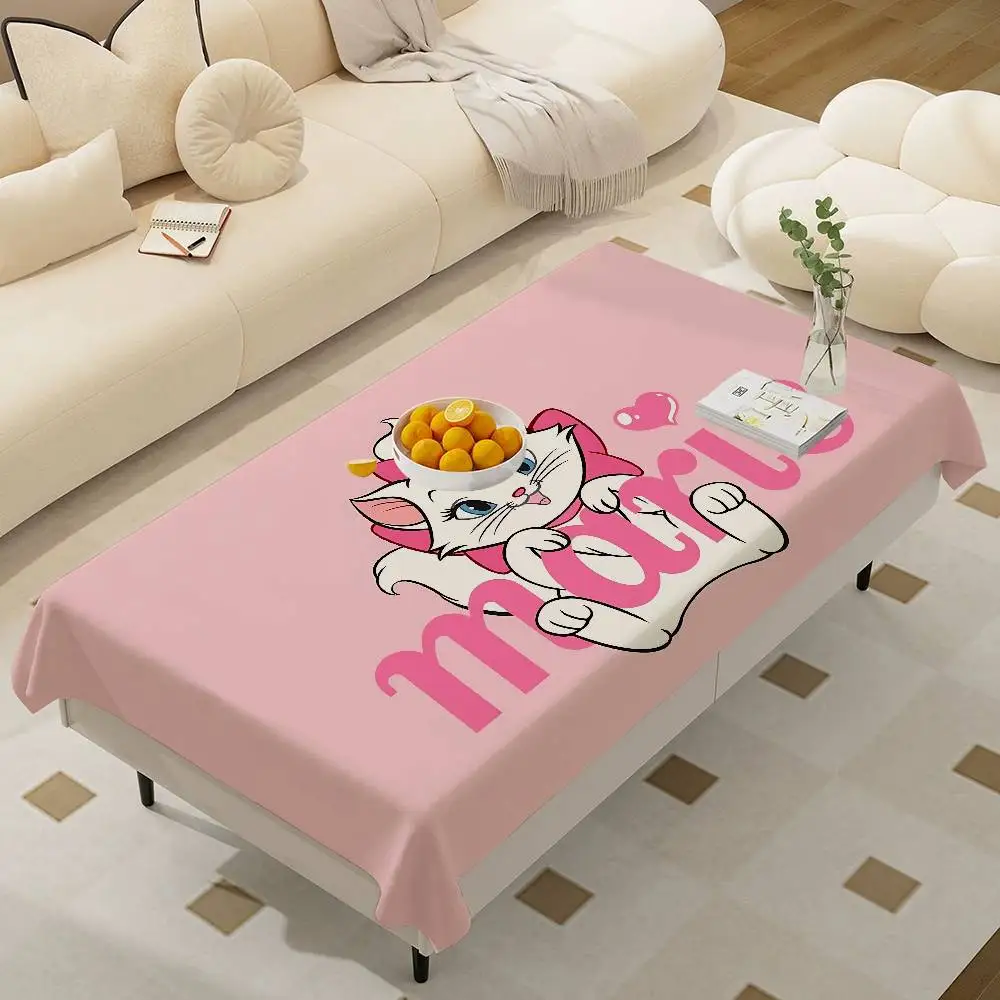 Cute M-Marie Cat Anime Table Cloth Polyester Print Waterproof Oilproof Rectangular Party Table Cover Tablecloth Picnic Mat