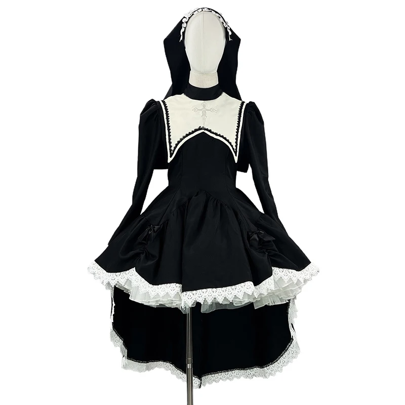 S-5XL dulce niña bordado Cruz disfraz de monja de Halloween Cosplay traje de actuación estilo oscuro subcultura mujeres vestido uniformes
